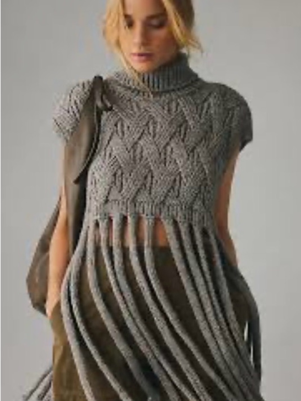 Anthropologie, Pilcro long fringe cable sweater vest. One Size